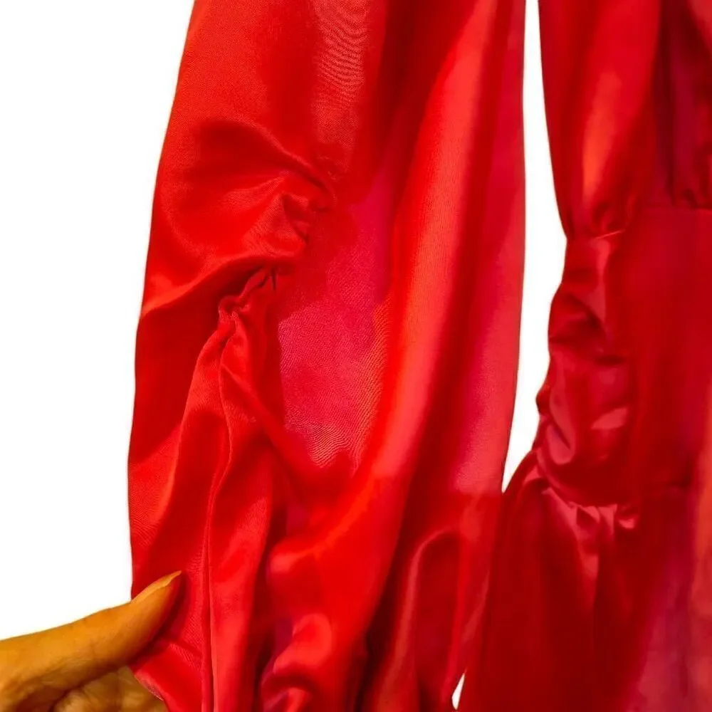 Missguided Women's Hot Pink Poly/Spandex Satin Plunge Wrap Dress - Picture 3 of 11